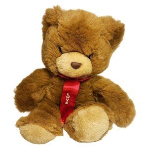 Vintage 1992 Shilla Int'l Brown Teddy Bear Plush Stuffed Animal Love Ribbon